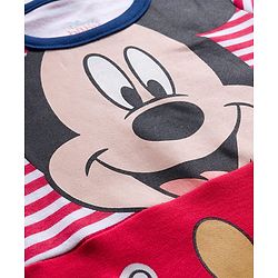 Babyhug Disney Interlock Knit Full Sleeves Striped Onesie with Mickey Mouse Graphic - Multicolor