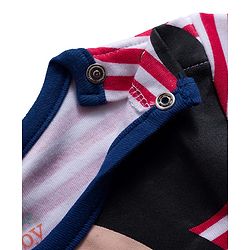 Babyhug Disney Interlock Knit Full Sleeves Striped Onesie with Mickey Mouse Graphic - Multicolor