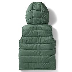 Babyhug Woven Sleeveless Solid Color Padded Hooded Jacket - Olive Green