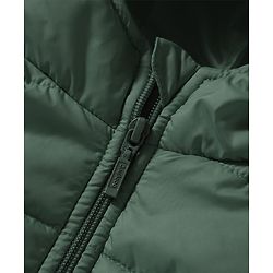 Babyhug Woven Sleeveless Solid Color Padded Hooded Jacket - Olive Green