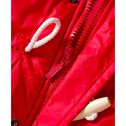 Babyhug Woven Full Sleeves Solid Hooded Padded Jacket - Red