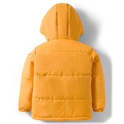 Babyhug Woven Full Sleeves Solid Color Hooded Padded Jacket - Yellow