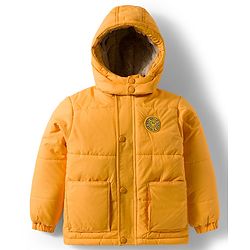Babyhug Woven Full Sleeves Solid Color Hooded Padded Jacket - Yellow