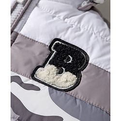 Babyhug Woven Full Sleeves Hooded Padded Jacket With Camouflage Print - White & Grey