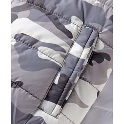 Babyhug Woven Full Sleeves Hooded Padded Jacket With Camouflage Print - White & Grey