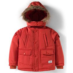 Babyhug Woven Full Sleeves Solid Color Puffer Jacket with Detachable Hood - Rust Orange