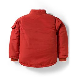 Babyhug Woven Full Sleeves Solid Color Puffer Jacket with Detachable Hood - Rust Orange