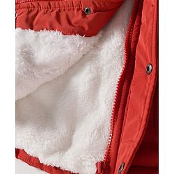 Babyhug Woven Full Sleeves Solid Color Puffer Jacket with Detachable Hood - Rust Orange