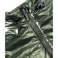 Babyhug Woven Full Sleeves Padded Jacket With Detachable Hood & Front Pockets - Green