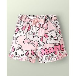 Babyhug Disney 100% Cotton Knee Length Shorts With Aristocats Marie Graphics Pack Of 2 - Light Blue & Pink