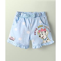 Babyhug Disney 100% Cotton Knee Length Shorts With Aristocats Marie Graphics Pack Of 2 - Light Blue & Pink
