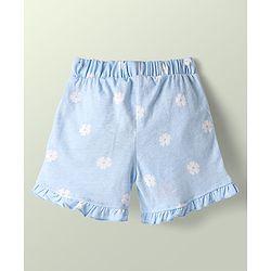 Babyhug Disney 100% Cotton Knee Length Shorts With Aristocats Marie Graphics Pack Of 2 - Light Blue & Pink