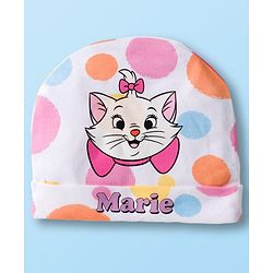 Babyhug Disney Interlock Knit Cap Mittens and Booties Set with Aristocats Marie Graphics White - 9 cm Diameter