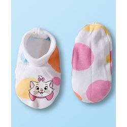 Babyhug Disney Interlock Knit Cap Mittens and Booties Set with Aristocats Marie Graphics White - 9 cm Diameter