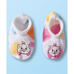 Babyhug Disney Interlock Knit Cap Mittens and Booties Set with Aristocats Marie Graphics White - 9 cm Diameter