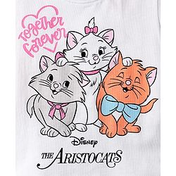 Babyhug Disney Single Jersey Knit Half Sleeves Shorts Night Suit with Aristocats Marie Graphics - Pink & White