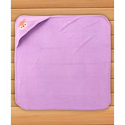 Babyhug Cotton Terry Knit Hooded Towel with Dotted Design & Deer Print L 76 x B 76 cm - Purple