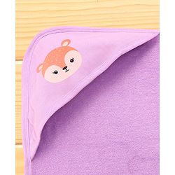 Babyhug Cotton Terry Knit Hooded Towel with Dotted Design & Deer Print L 76 x B 76 cm - Purple