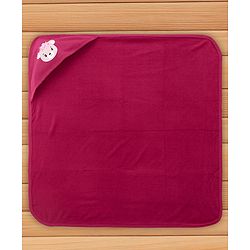 Babyhug Terry Knit Hooded Towel With Animal & Polka Dot Print L 76.2 x B 76.2 cm - Red