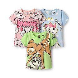 Babyhug Disney Single Jersey Knit  Half Sleeves T-Shirts With Aristocat Marie Graphics Pack Of 3 - Light Green & Pink