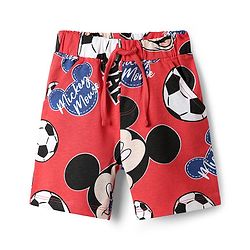 Babyhug Disney Single Jersey Knit Half Sleeves Co-ords Shorts Night Suit with Mickey Mouse Graphics - Red