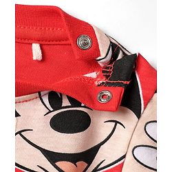 Babyhug Disney Single Jersey Knit Half Sleeves Co-ords Shorts Night Suit with Mickey Mouse Graphics - Red