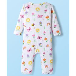 Babyhug 100% Cotton Interlock Knit Full Sleeves Rompers With Polka Dots & Floral Print Pack Of 2 - Purple & White