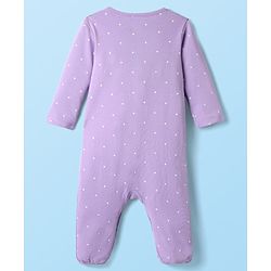 Babyhug 100% Cotton Interlock Knit Full Sleeves Rompers With Polka Dots & Floral Print Pack Of 2 - Purple & White