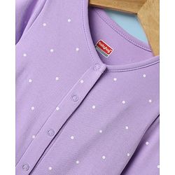 Babyhug 100% Cotton Interlock Knit Full Sleeves Rompers With Polka Dots & Floral Print Pack Of 2 - Purple & White