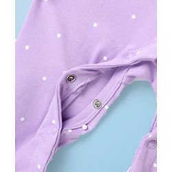 Babyhug 100% Cotton Interlock Knit Full Sleeves Rompers With Polka Dots & Floral Print Pack Of 2 - Purple & White