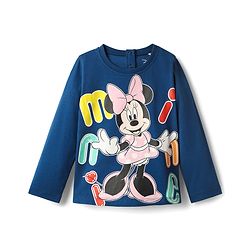 Babyhug Disney Single Jersey Knit Full Sleeves Night Suit with Minnie Mouse Graphics - Navy Blue