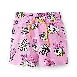 Babyhug Disney Single Jersey Knit Half Sleeves Co-ords Shorts Night Suit with Daisy Duck Graphics - Pink