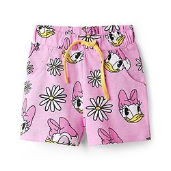 Babyhug Disney Single Jersey Knit Half Sleeves Co-ords Shorts Night Suit with Daisy Duck Graphics - Pink