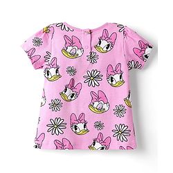 Babyhug Disney Single Jersey Knit Half Sleeves Co-ords Shorts Night Suit with Daisy Duck Graphics - Pink