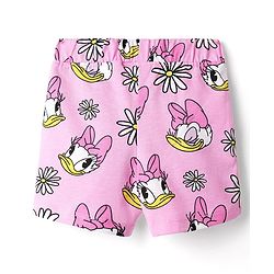 Babyhug Disney Single Jersey Knit Half Sleeves Co-ords Shorts Night Suit with Daisy Duck Graphics - Pink