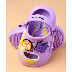 Cute Walk by Babyhug Clogs With Butterfly Applique - Purple
