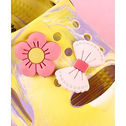 Cute Walk by Babyhug Clogs with Floral Applique & Back Strap - Purple & Yellow
