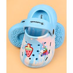 Cute Walk by Babyhug Clogs with Back Strap & Applique - Light Blue