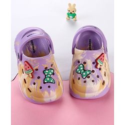 Cute Walk by Babyhug Clogs with Bow Applique & Back Strap - Purple