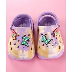 Cute Walk by Babyhug Clogs with Bow Applique & Back Strap - Purple