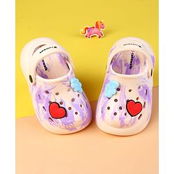Cute Walk by Babyhug Clogs With Heart Applique - Purple