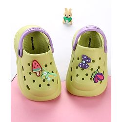 Cute Walk by Babyhug Clogs with Butterfly Applique & Back Strap - Lime Green