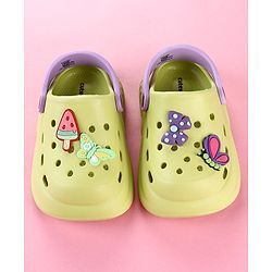 Cute Walk by Babyhug Clogs with Butterfly Applique & Back Strap - Lime Green