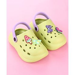 Cute Walk by Babyhug Clogs with Butterfly Applique & Back Strap - Lime Green