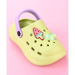 Cute Walk by Babyhug Clogs with Butterfly Applique & Back Strap - Lime Green