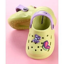 Cute Walk by Babyhug Clogs with Butterfly Applique & Back Strap - Lime Green