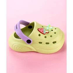 Cute Walk by Babyhug Clogs with Butterfly Applique & Back Strap - Lime Green