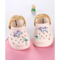 Cute Walk by Babyhug Clogs with Unicorn Applique & Back Strap - White