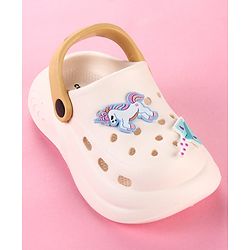 Cute Walk by Babyhug Clogs with Unicorn Applique & Back Strap - White