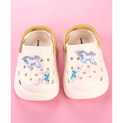 Cute Walk by Babyhug Clogs with Unicorn Applique & Back Strap - White